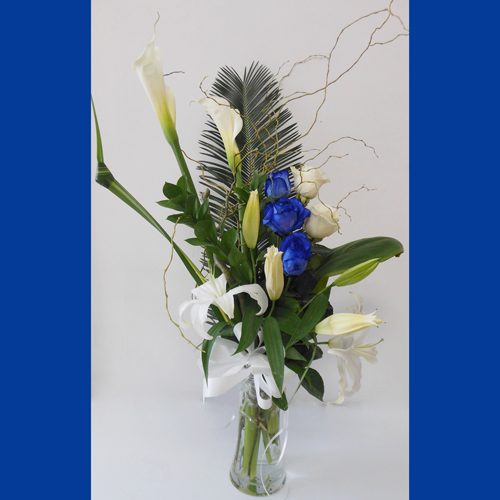 Callas et roses bleues
