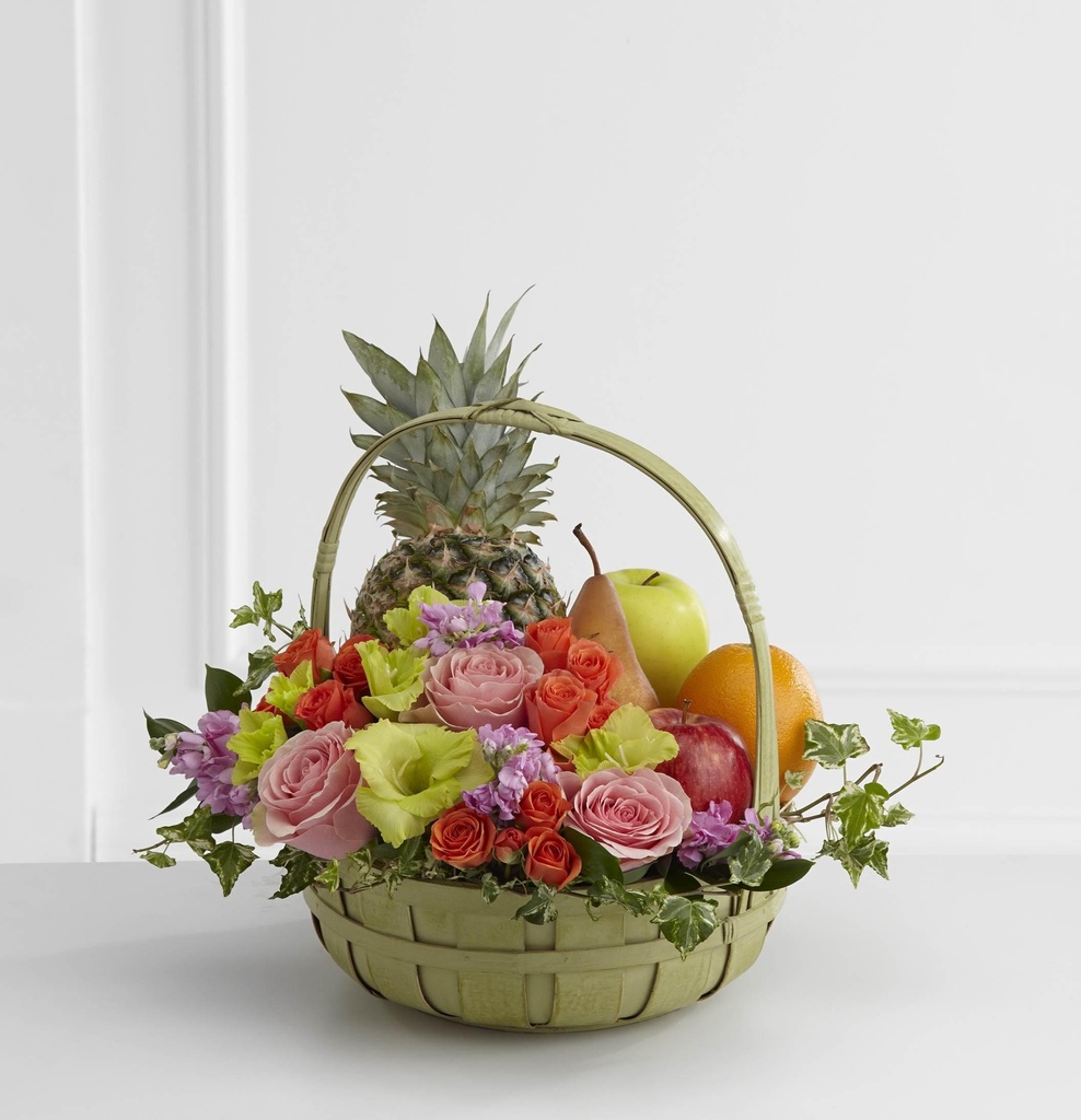 Panier de fruits et fleurs